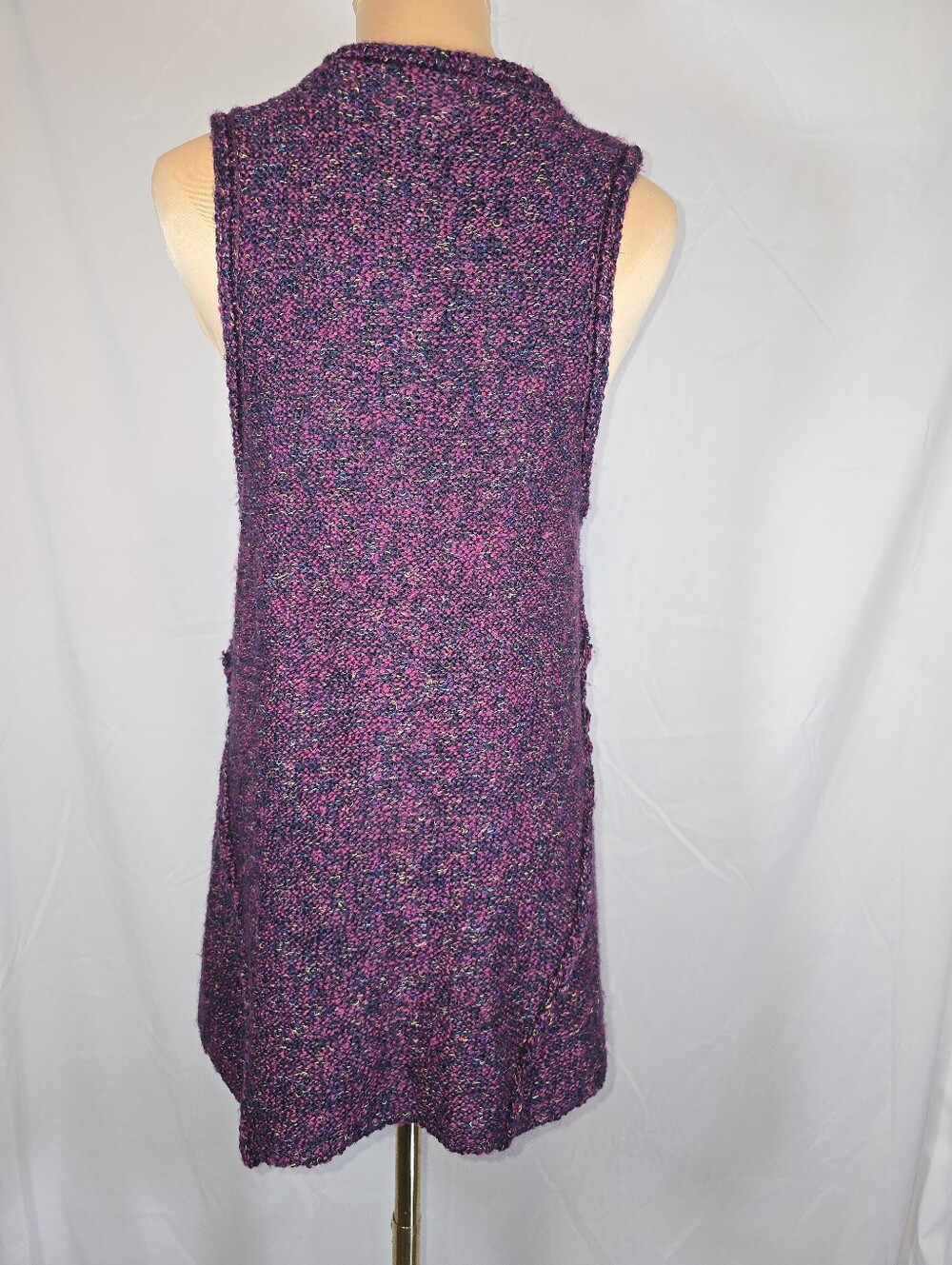 Purple Multicolor Knit Button-Front Vest - Picture 4 of 9
